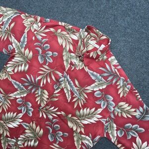 Campia Moda Mens M Red Palm Leaf Rayon Hawaiian Aloha Shirt Y2K Tropical